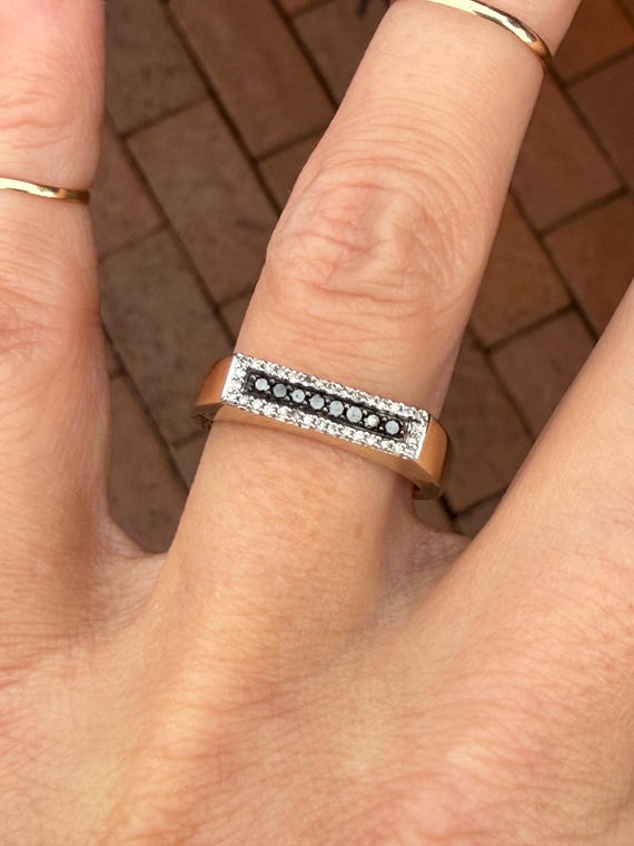 Black Diamond Stacking Stackable 10k Yellow Gold … - image 8