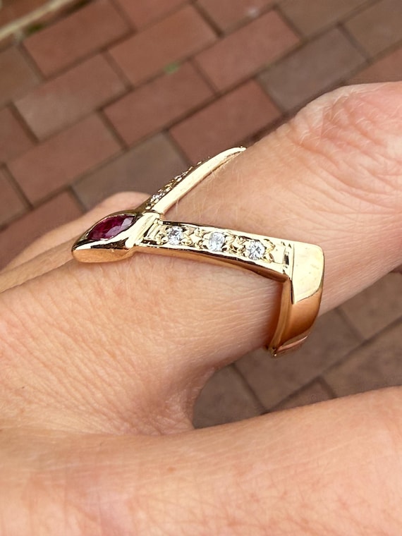 Dramatic Marquise Ruby Natural Diamond Chevron Ba… - image 4