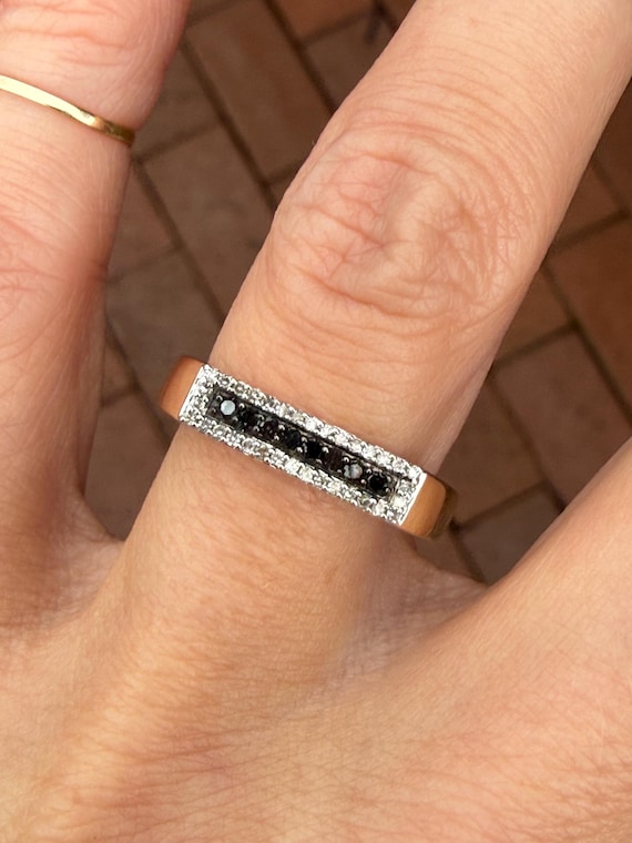 Black Diamond Stacking Stackable 10k Yellow Gold … - image 1