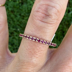 Natural Ruby Stacking Stackable Band Ring 10K Yellow Gold