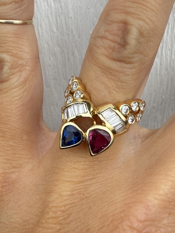 Fine Quality Ruby Sapphire Pear Shape Baguette Ro… - image 1