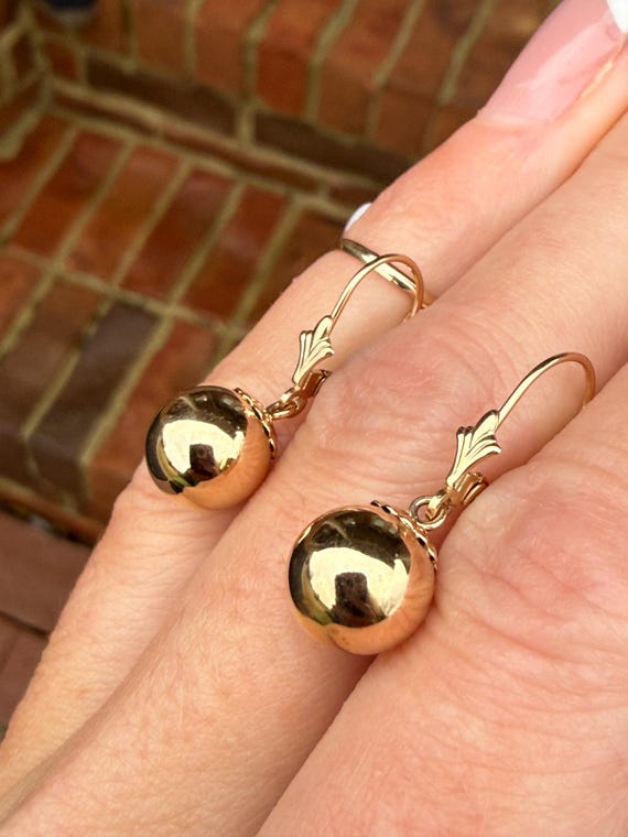 Classic Sphere Ball Circle Dangle Drop Leverback … - image 2
