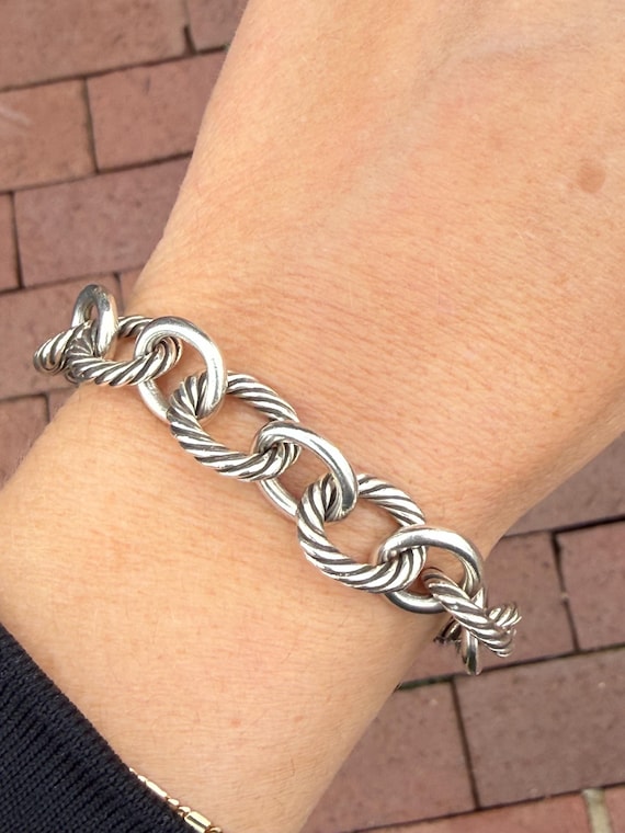 David Yurman Solid Cable Link Sterling Silver 7" … - image 6