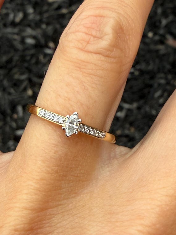 Natural Marquise Diamond Stacking Stackable Pinky… - image 1