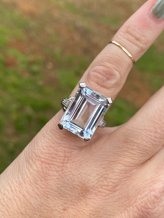 Emerald Cut Pale Aquamarine Single Cut Diamond Co… - image 8