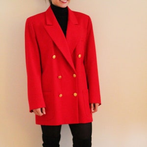 Vintage St. Michael Red Double Breasted Blazer - Blazer Dress - Oversized Blazer - Festive Blazer