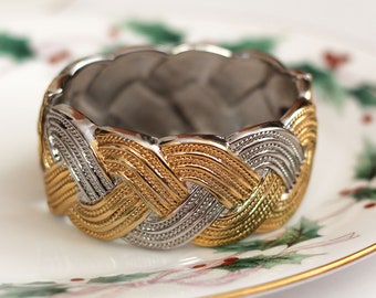 Vintage Gold & Silver Braided Bracelet - Knit Bracelet - Two Toned