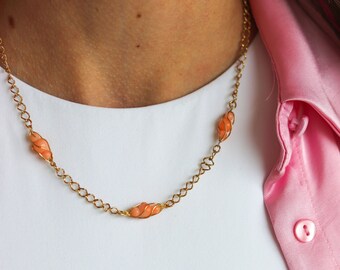 Vintage Avon Coral Chain Necklace - Vintage Avon Necklace