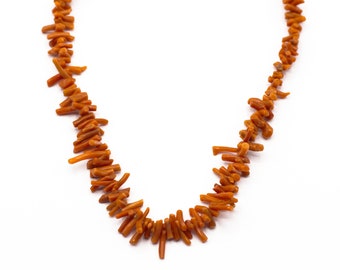 Antique Stick Coral Necklace - Orange Necklace - Fall Necklace