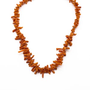 Antique Stick Coral Necklace - Orange Necklace - Fall Necklace