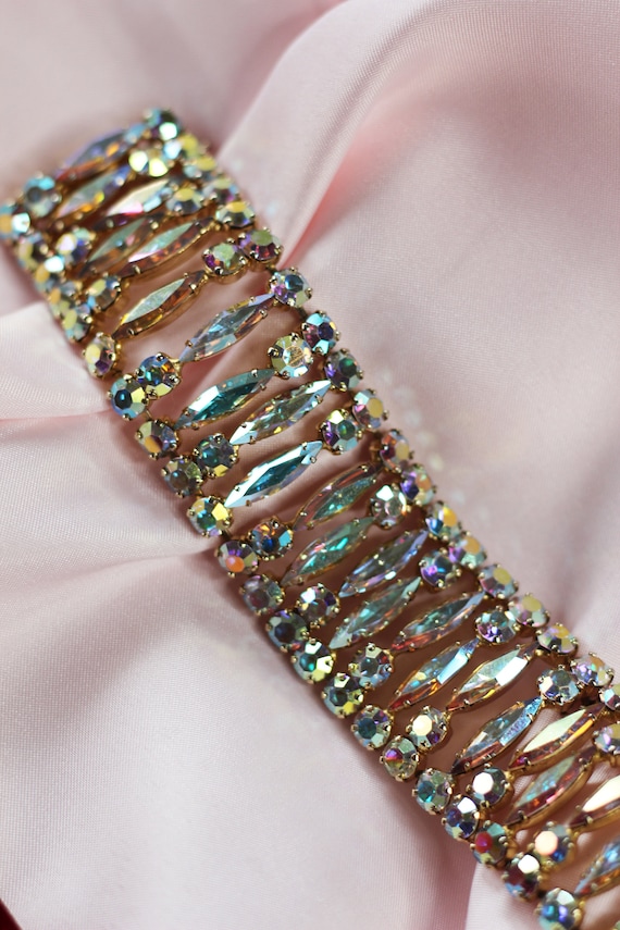 Vintage Sherman Aurora Borealis Statement Bracelet