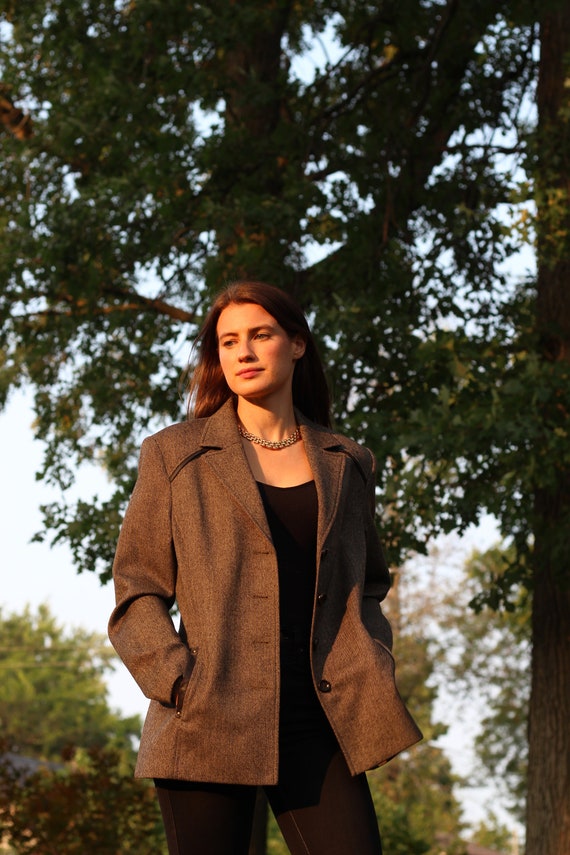 100% Wool Tweed Blazer - Oversized Blazer - Tweed