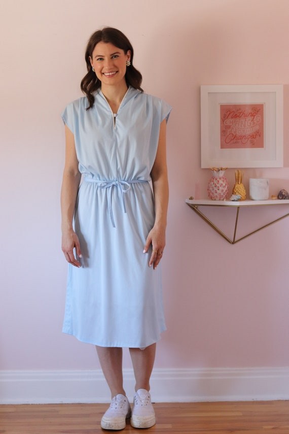 Handmade Blue Vintage Dress - Blue & White Vintag… - image 2