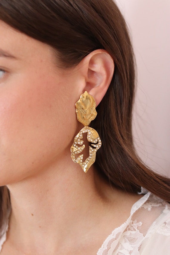 Vintage YSL Dangly Leaf Earrings - Yves Saint Laur