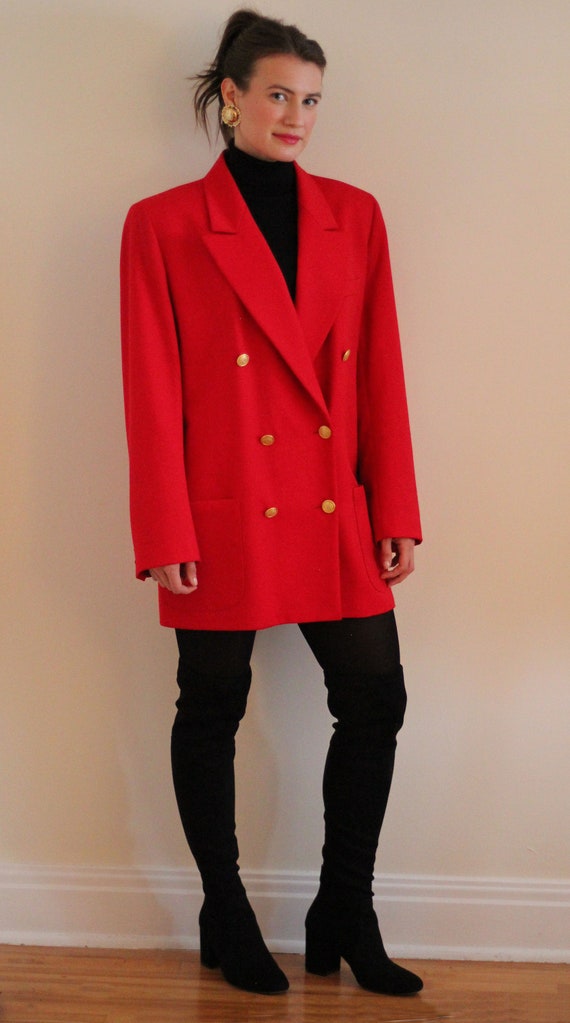 Vintage St. Michael Red Double Breasted Blazer - B