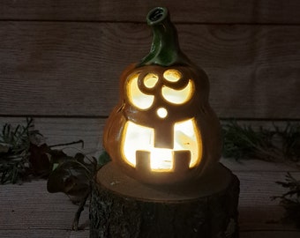 Handmade pottery jack o lantern