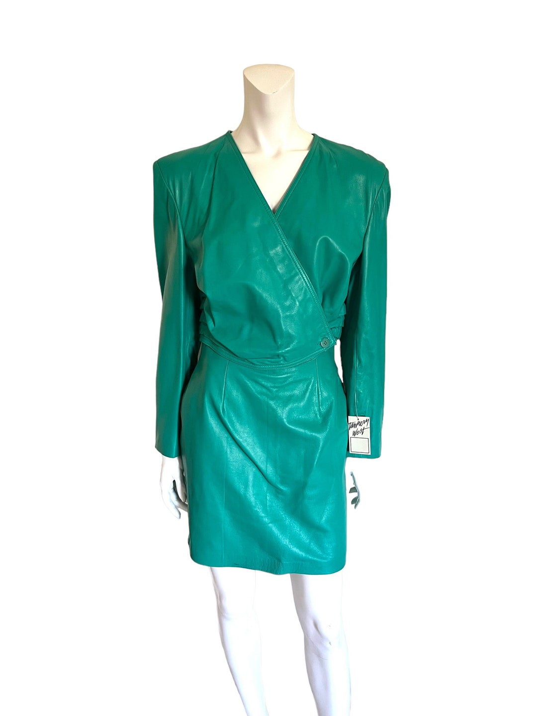 Tannery West Vintage Green Leather Skirt Jacket Set Etsy