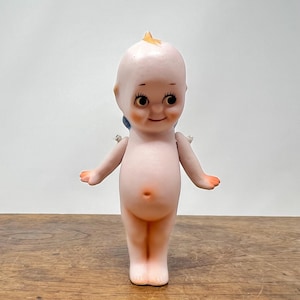 Bisque Kewpie doll, frozen legs and arms, blue wings, collectible doll, antique