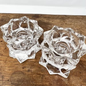 1980s Mikasa Crystal Sparkling Star Candle Holders- a Pair