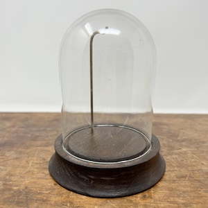 Round Glass Dome Pocket Watch Display with a Wooden Base