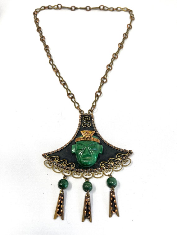 Vintage Aztec Michlantecuhtli Tribal Necklace