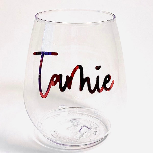 Personalized Plastic Wine Glasses, Plastic Wine Glass, Personalized Bridal Shower Glasses, Bridesmaids Gifts, Bachelorette Party, Wedding