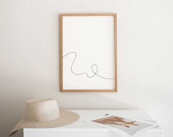 Minimalist Line Art Print, Modern Abstract Wall Decor (Digital Download)