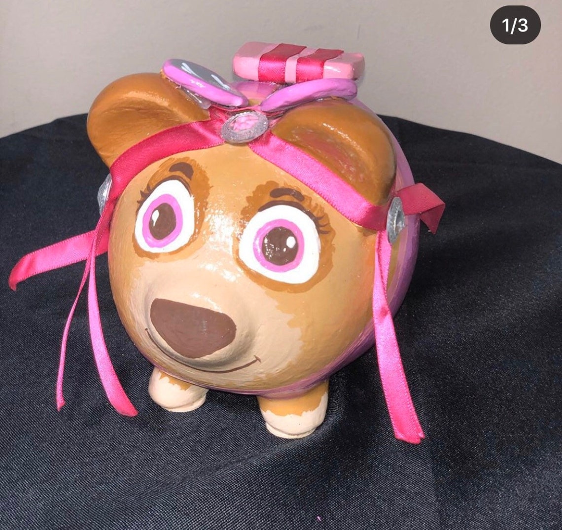Hand Painted Piggy Bank Paw patrol Etsy