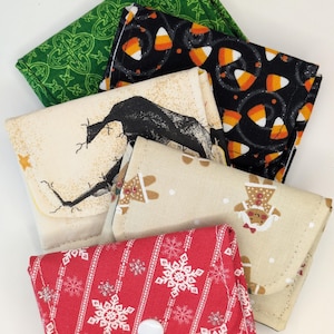 Mini billetera de tela o porta tarjetas de regalo, tela de temporada