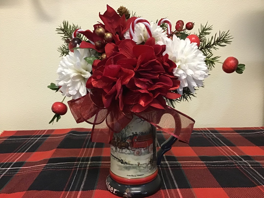 Beer Stein Christmas Arrangement, Collectible Vintage 1990