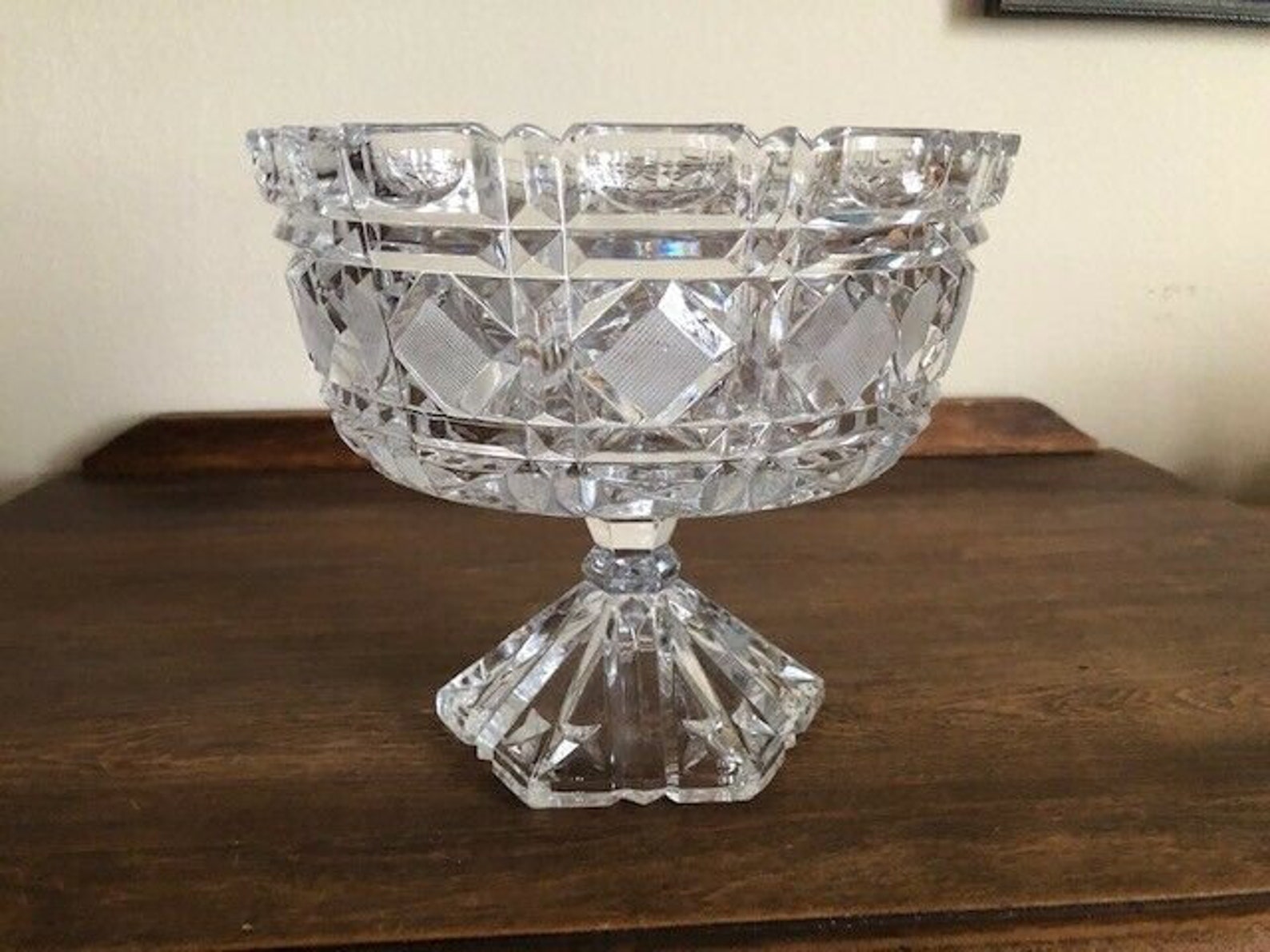 Rare Crystal Pedestal Bowl Etsy