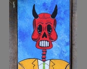 Businessman Devil Skeleton Original Painting Day of the Dead Mexican Folk Art