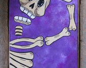 Skeleton on Purple Original Painting Day of the Dead by Becca Mexican Folk Art
