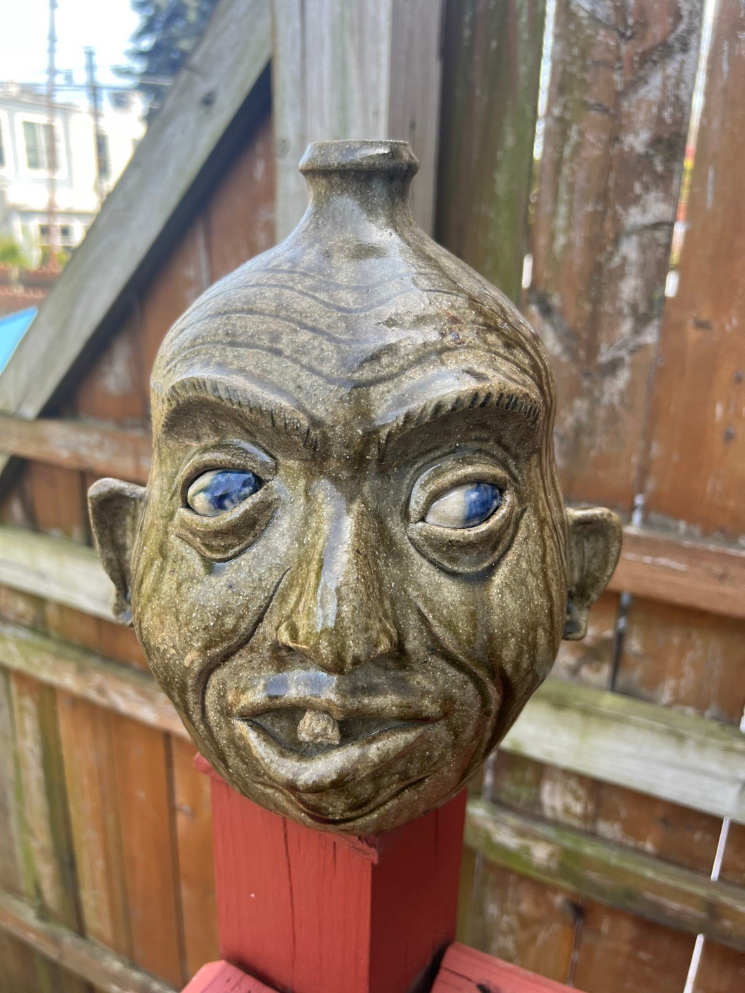 Vintage North Folk Art Face Jug Pottery Artist Signed. Etsy