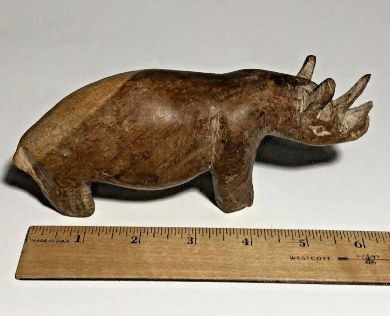 Vintage Hand Carved Africa Rhino Rhinoceros Teak Wood Wooden Etsy