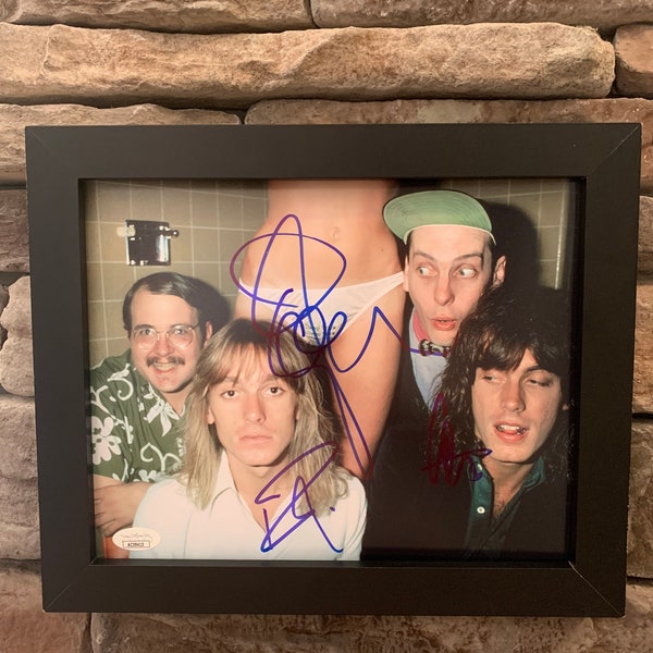 Autographed Cheap Trick 3  band members Signed. 8x10inch  framed photo with JSA COA.