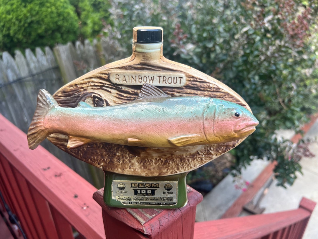 Vintage Jim Beam Decanter 1975 Rainbow Trout National Fresh Etsy