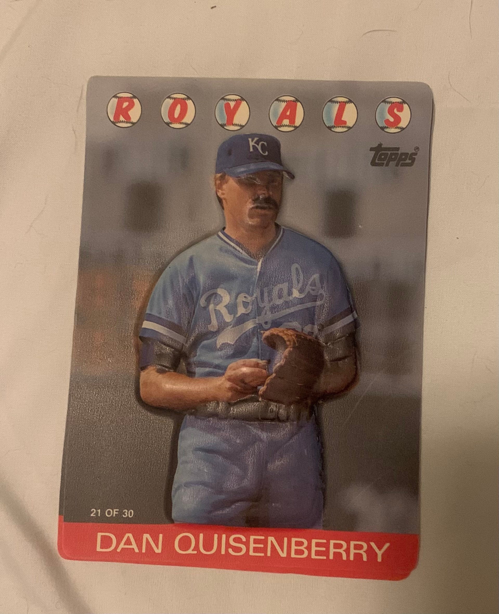 Topps 3D baseball stars pictures. Super rare Dan Quisenberry KC Royals.