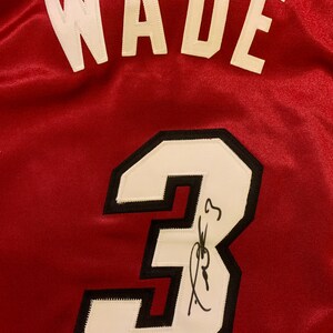 Dwyane Wade Framed and Autographed Red Miami Jersey Auto Fanatics COA