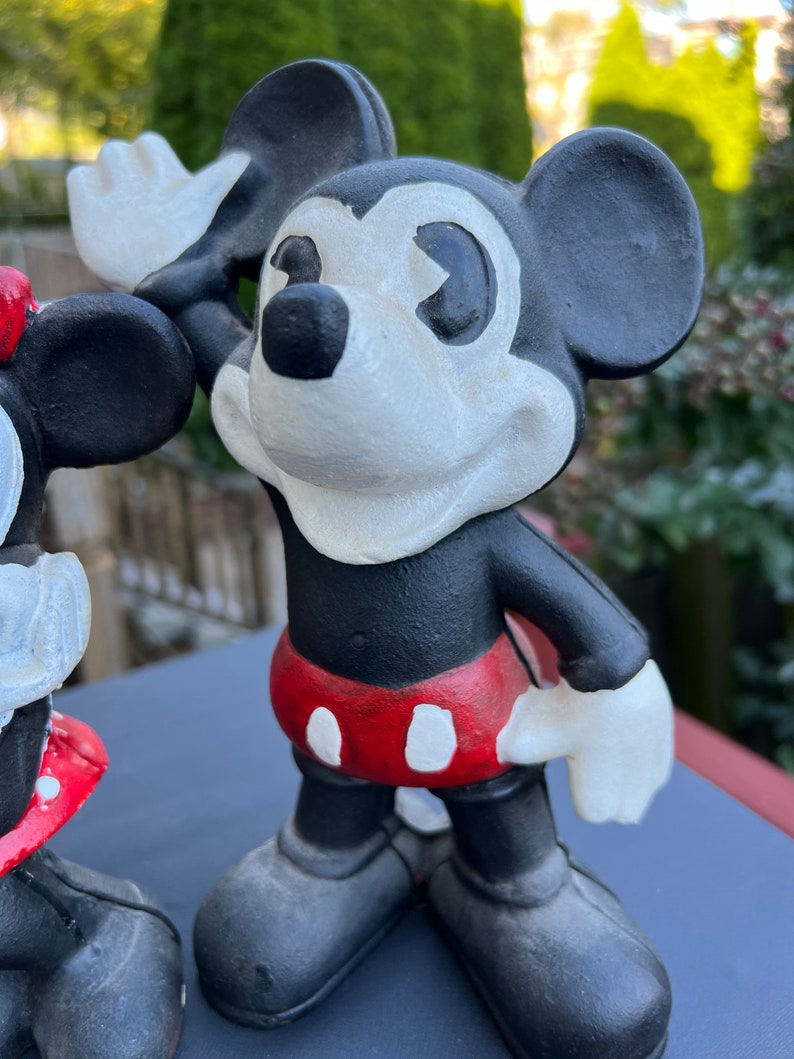 Vintage Cast Iron Mickey Mouse and Minnie Mouse Banks. Etsy