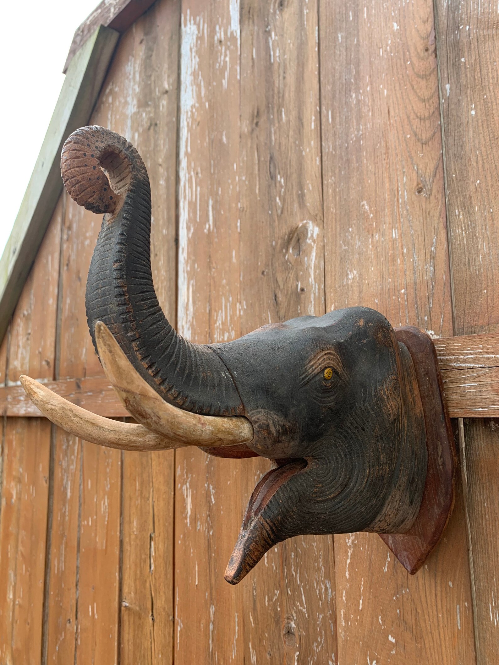 Hand Carved Wood Elephant Head From Africa. Circa 1930. Etsy