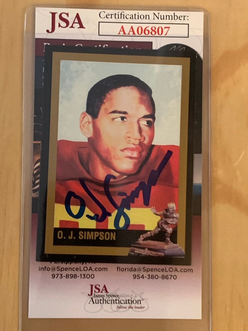 O J Simpson Signed Football Card With Coa Etsy O J Simpson Signed Football Card With Coa Etsy