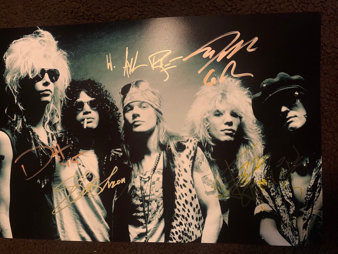 Autographed Guns & Roses full band signed 11x17inch framed Etsy