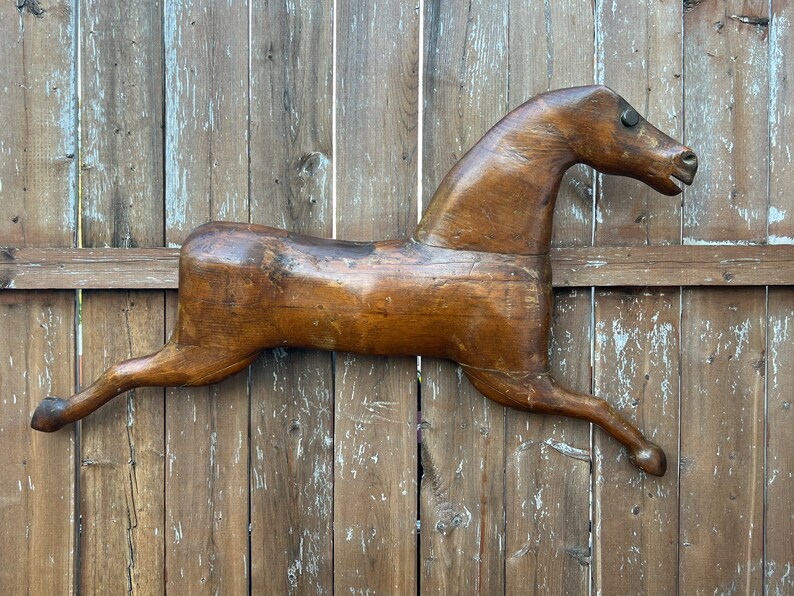 Large Hand Carved Folk Art Wall Hanging Horse Circa 1930s Etsy