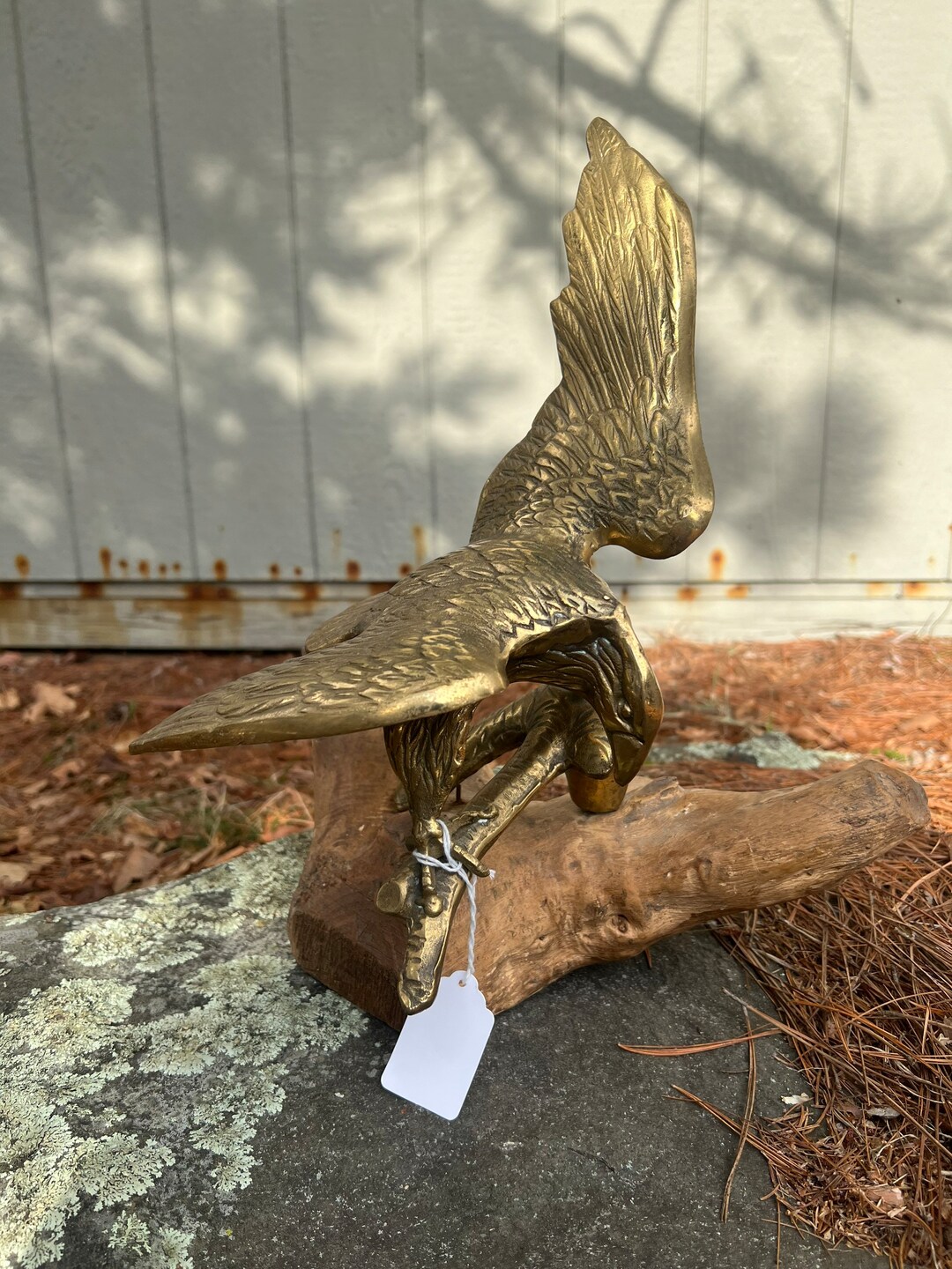 Vintage Brass American Bald Eagle Statue on Drift Wood. Etsy