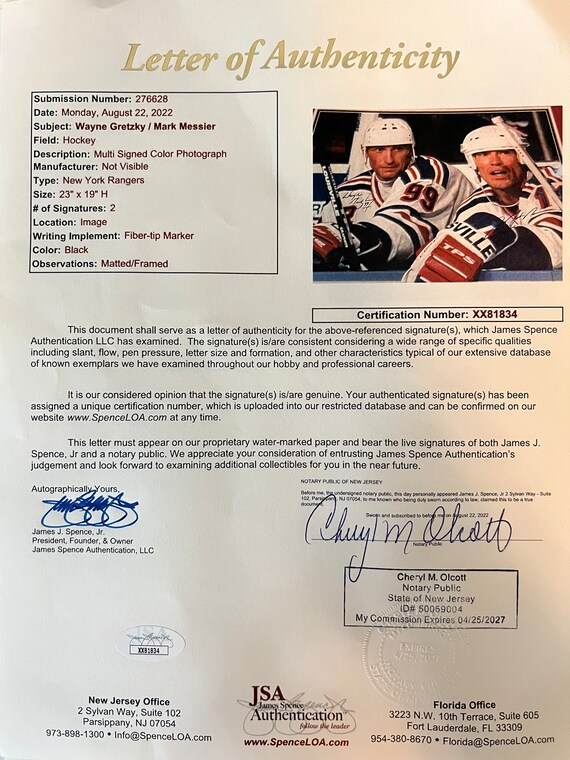 Wayne Gretzky New York Rangers Signed Autographed 8 x 10 Photo Global COA