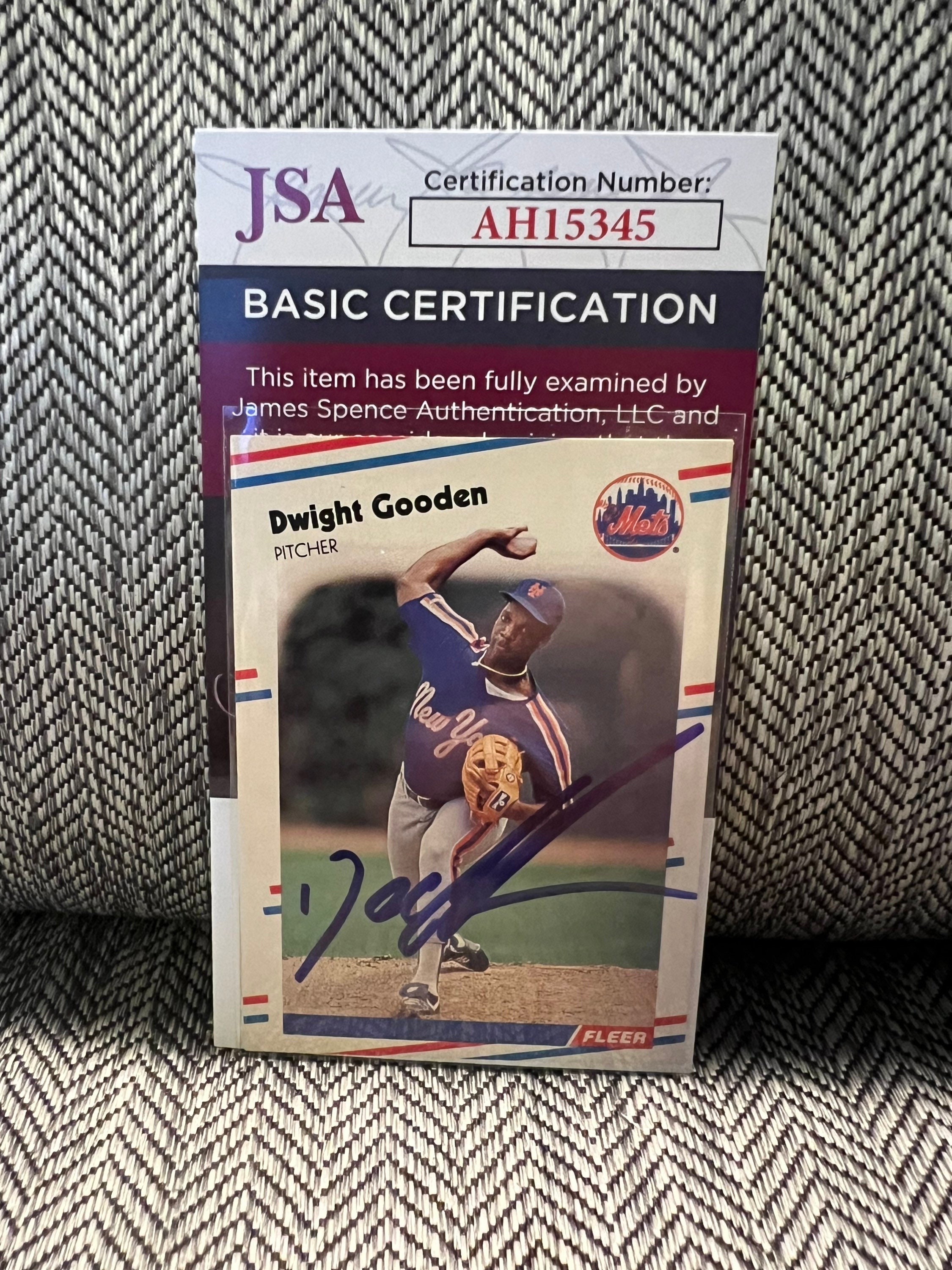 Autographed/Signed Dwight Doc Gooden New York Blue Baseball Jersey JSA COA