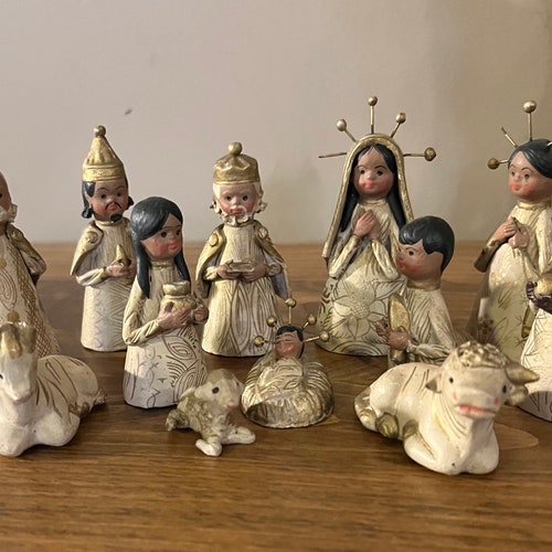 Shops Vintage Mexican Folk Art Nativity Set 12 Pieces