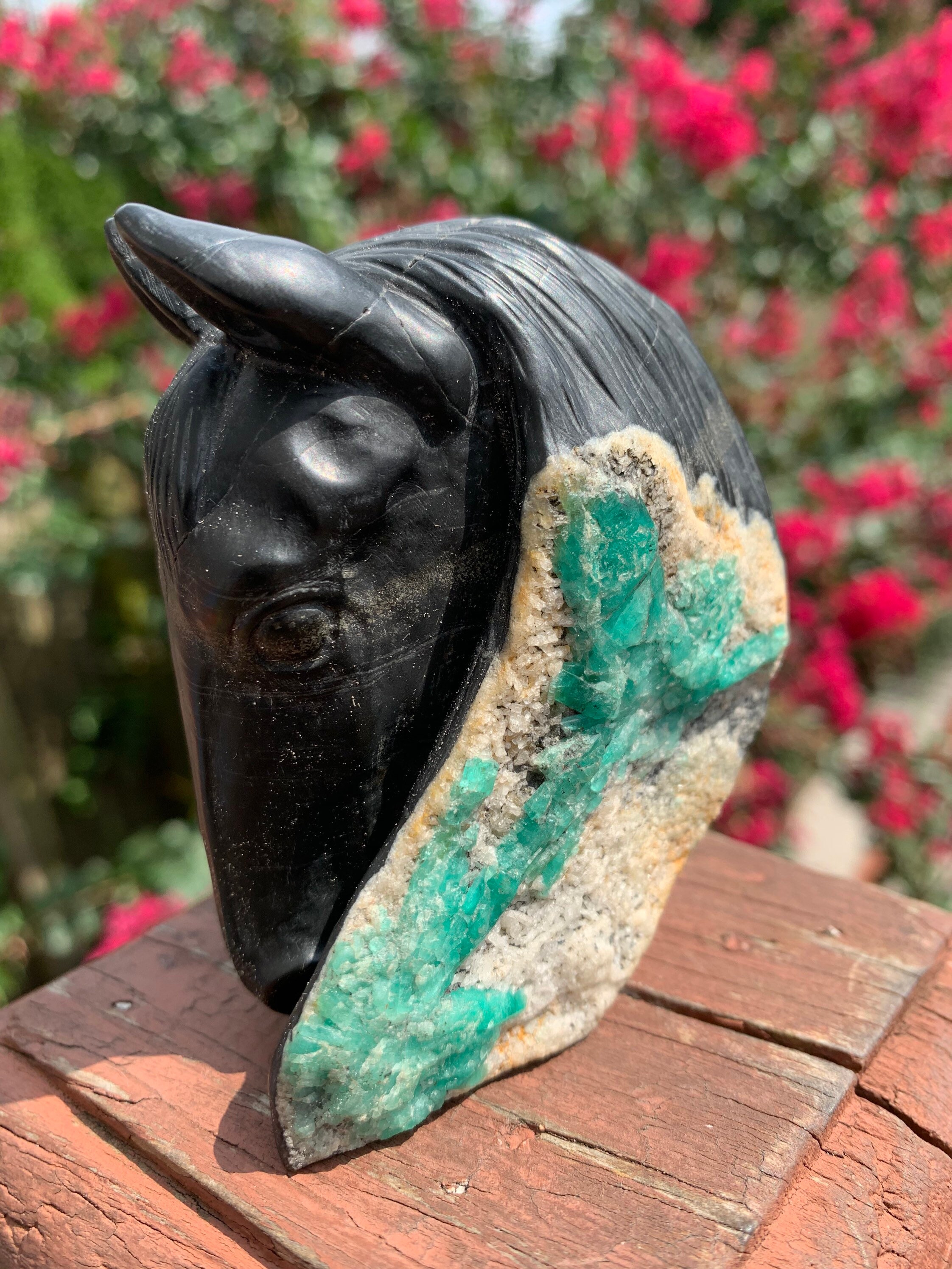 Hand Carved Colombian Emerald Horse in Matrix. Etsy UK