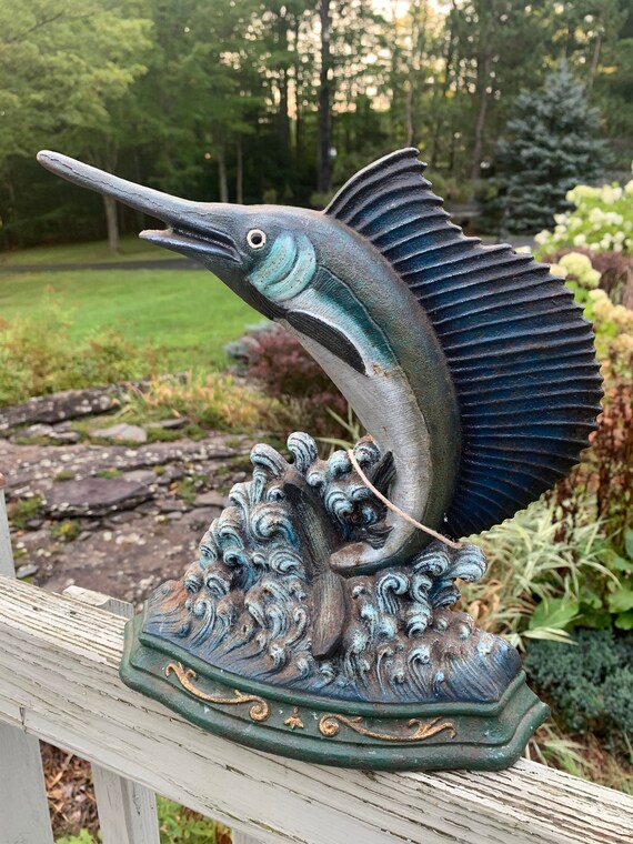 Vintage Cast Iron 12 Marlin / Swordfish Hand Painted Door Etsy